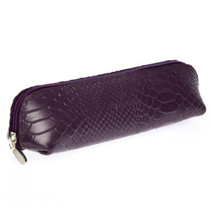 cosmetiquera de piel personalizada morada